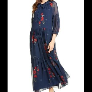 Joie Blue Saffrona Floral - Print Maxi Dress